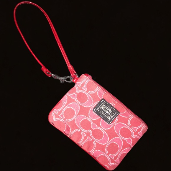 Coach Handbags - Coach Poppy Signature C Melon & Pink Wristlet